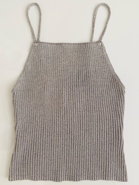 H&M Tops - Silver shimmery Ribbed Camisole/Tank Top (cropped)